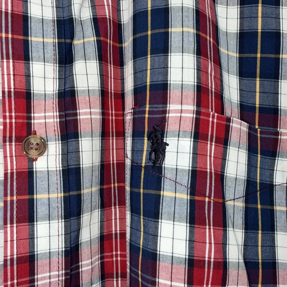 Vtg Polo Ralph Lauren Shirt Mens XXL Plaid Button Down Pocket Pony 90s Pony